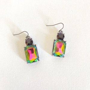 Large gem earrings, multicolor gem earrings